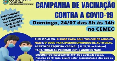Neste domingo (24) tem Campanha de Vacinação contra Covid-19 no CEMEC